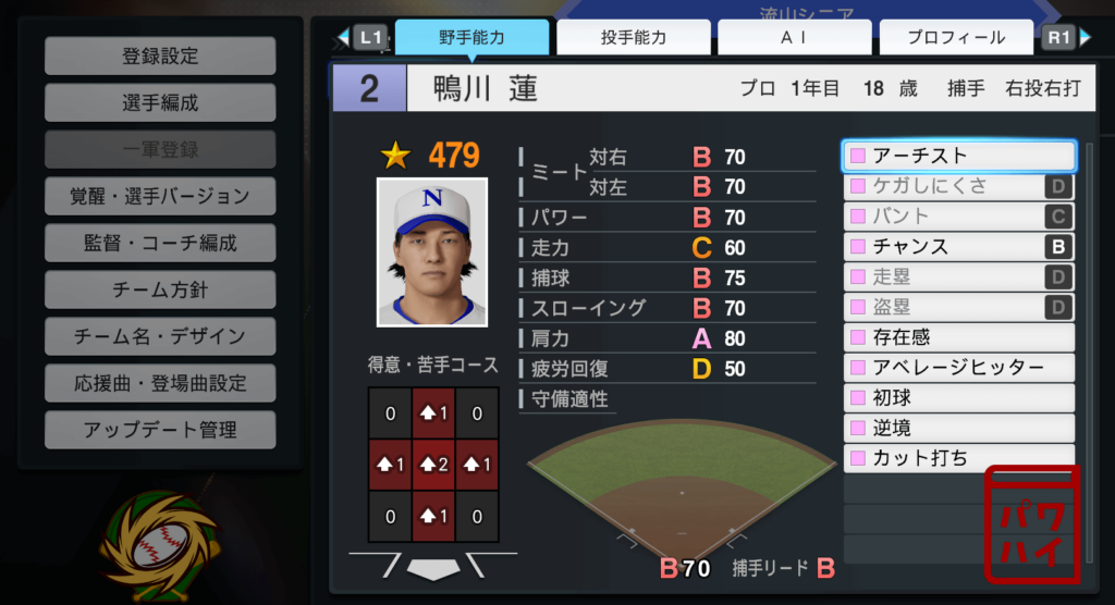BUNGO・鴨川蓮(流山)のプロスピ再現-野手