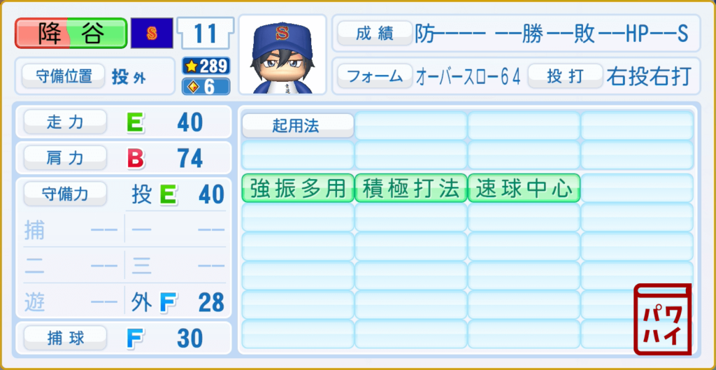ダイヤのA・降谷暁(1年夏)のパワプロ再現-守備